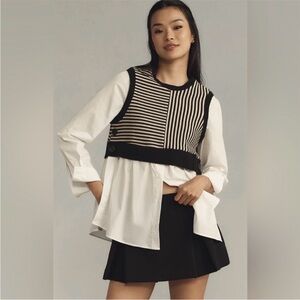 Anthropologie Maeve Black and White Striped Knit Top